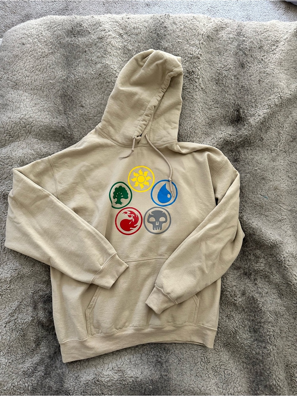 Beige Mens Magic the Gathering Pullover Hoodie Swearshirt